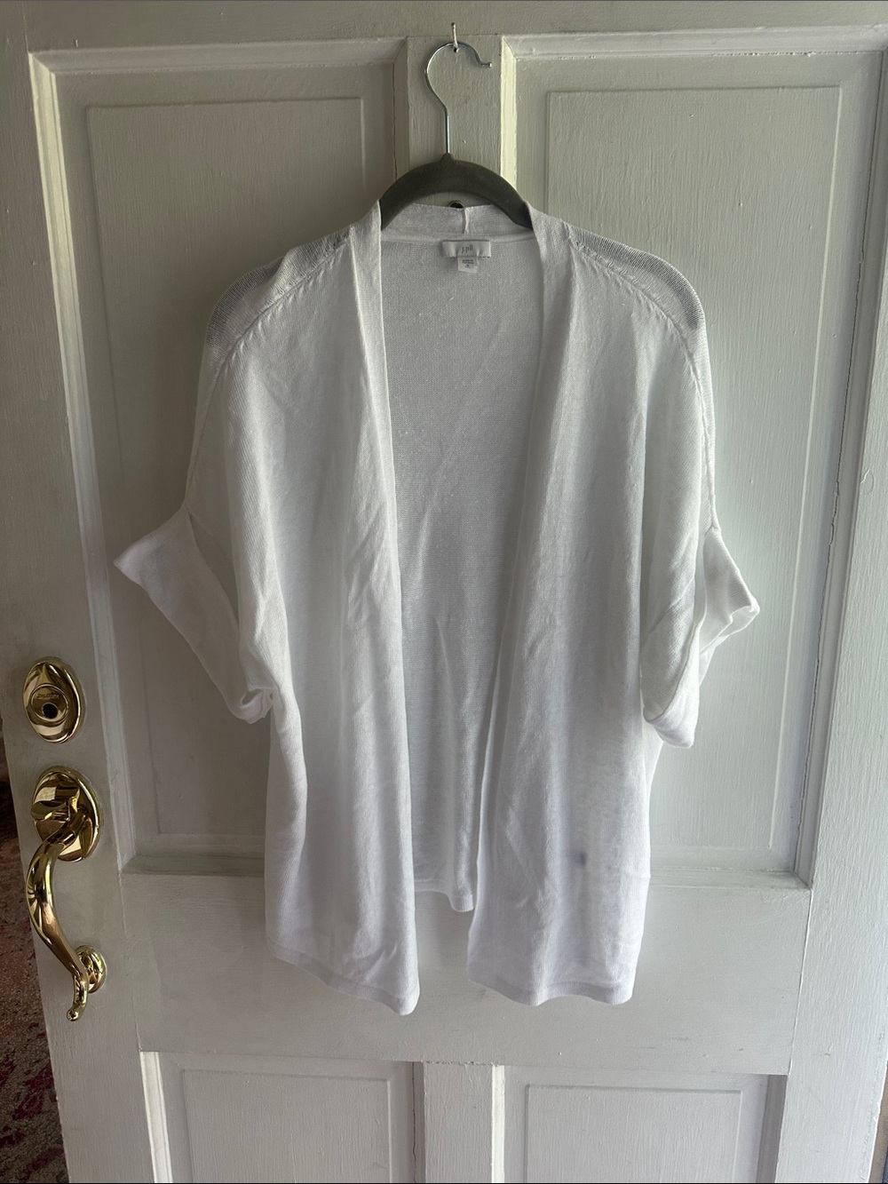 White linen blend Open Front Lightweight Cardigan